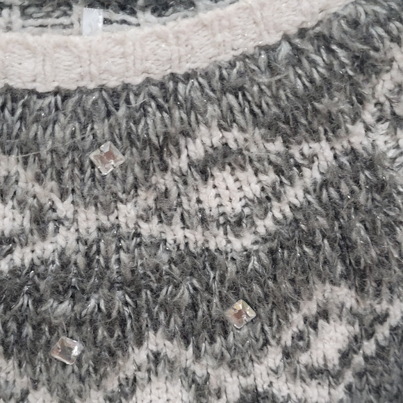 Justice Fair Isle Rhinestone Knit Sweater Cozycore Nordic Winter Large Sparkle - Picture 9 of 9